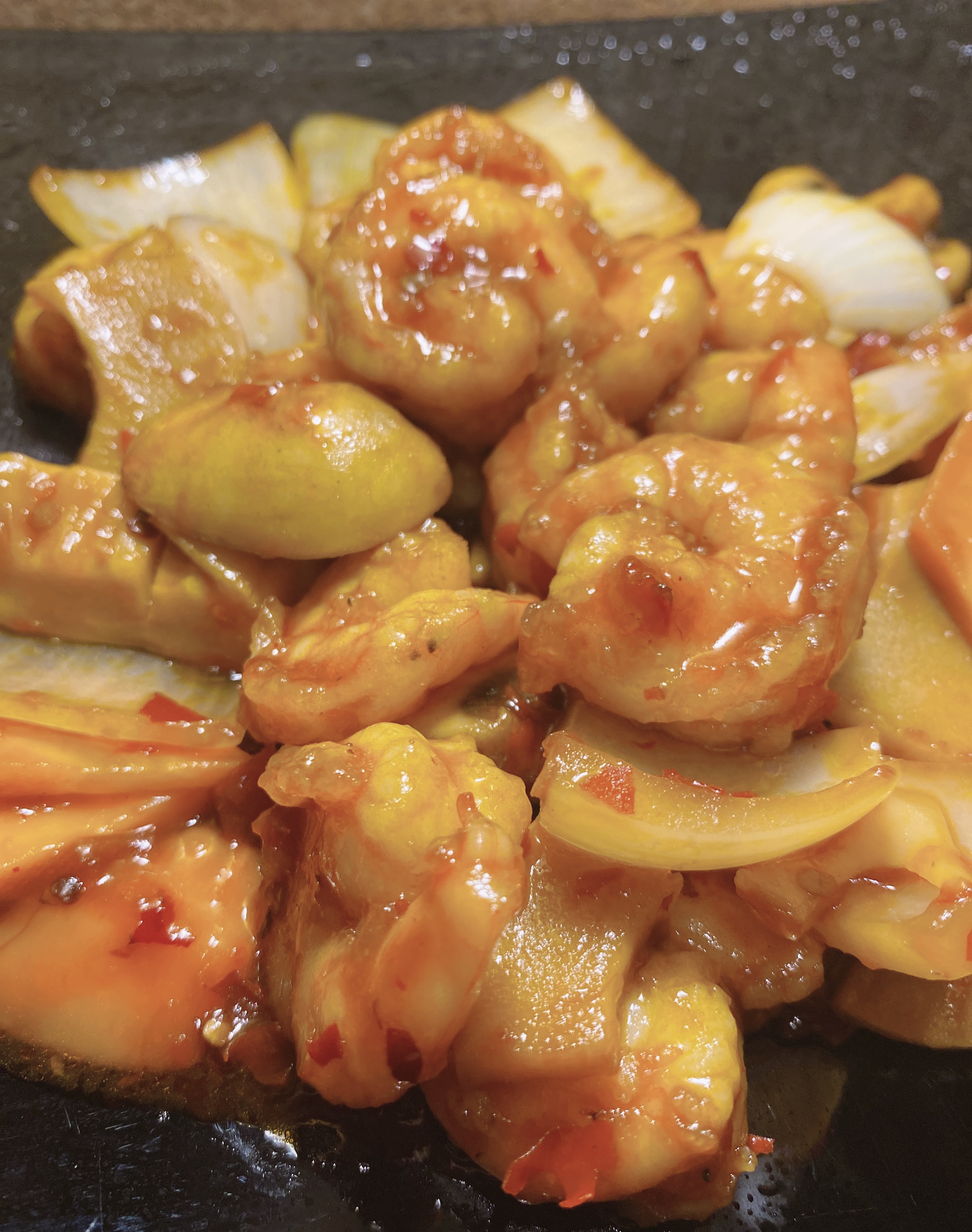 Gambas “Gongbao” picante